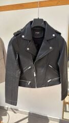 Maje siyah deri ceket