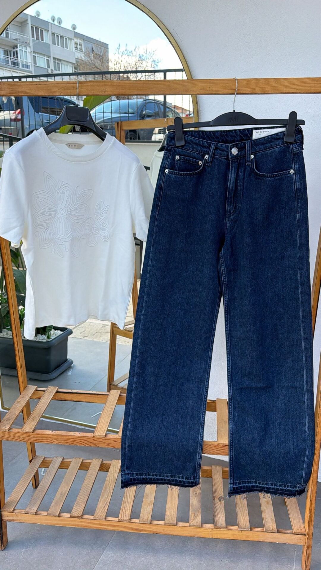Rag bone paçası kesik kadın jean