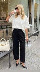 Cos Bisiklet yaka kısa tshirt krem