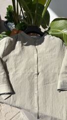 Opus yakasız haki gömlek