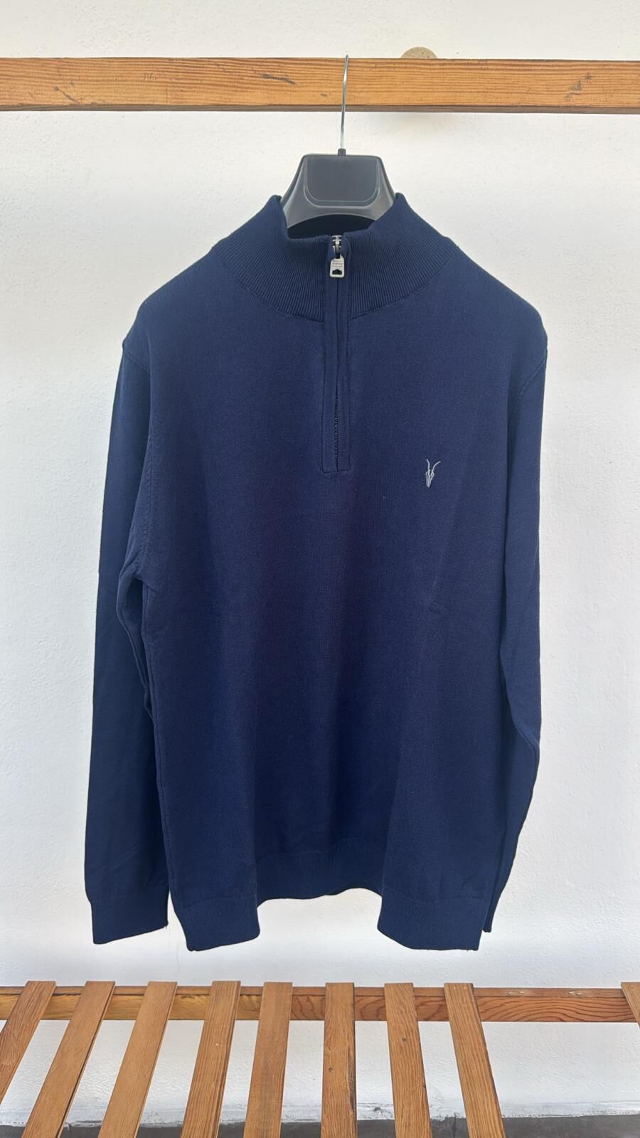 Allsaint yarım fermuar erkek hırka lacivert