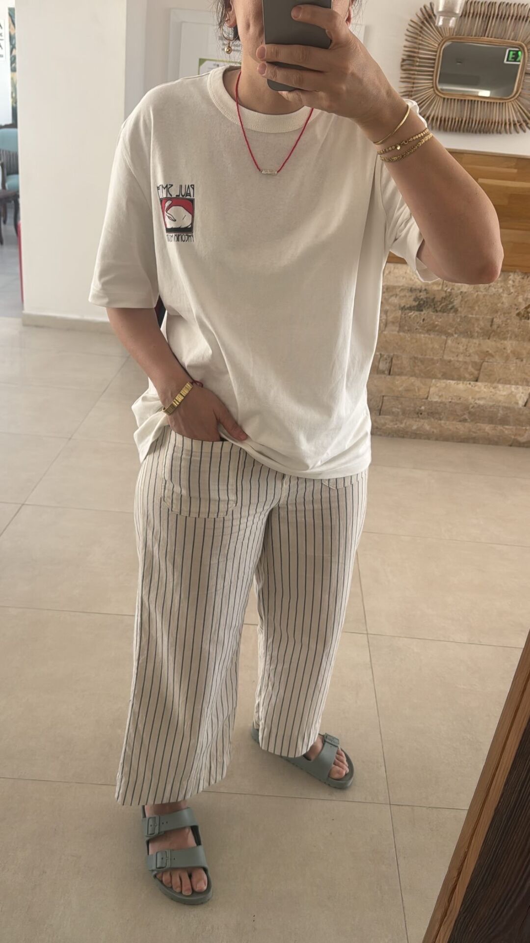 Cos çizgili çizgili kısa paça pantolon