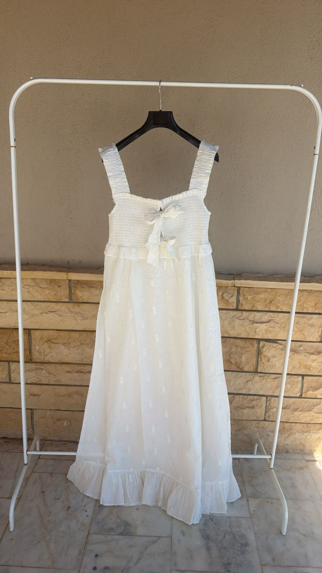Farm angels ananaslı krem elbise astarlı