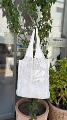çiçek detaylı dantel çanta