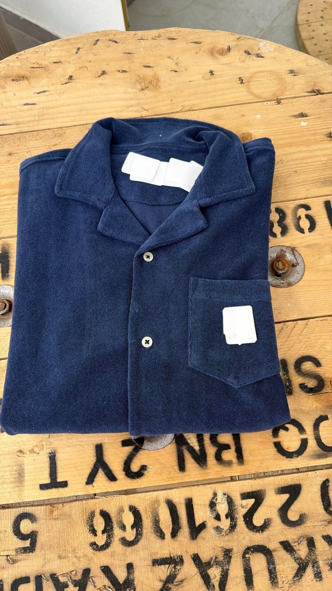 havlu yakalı lacivert unisex tshirt