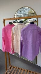 İtalyan keten renkli kadın gömlek