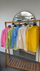 İtalyan keten renkli kadın gömlek