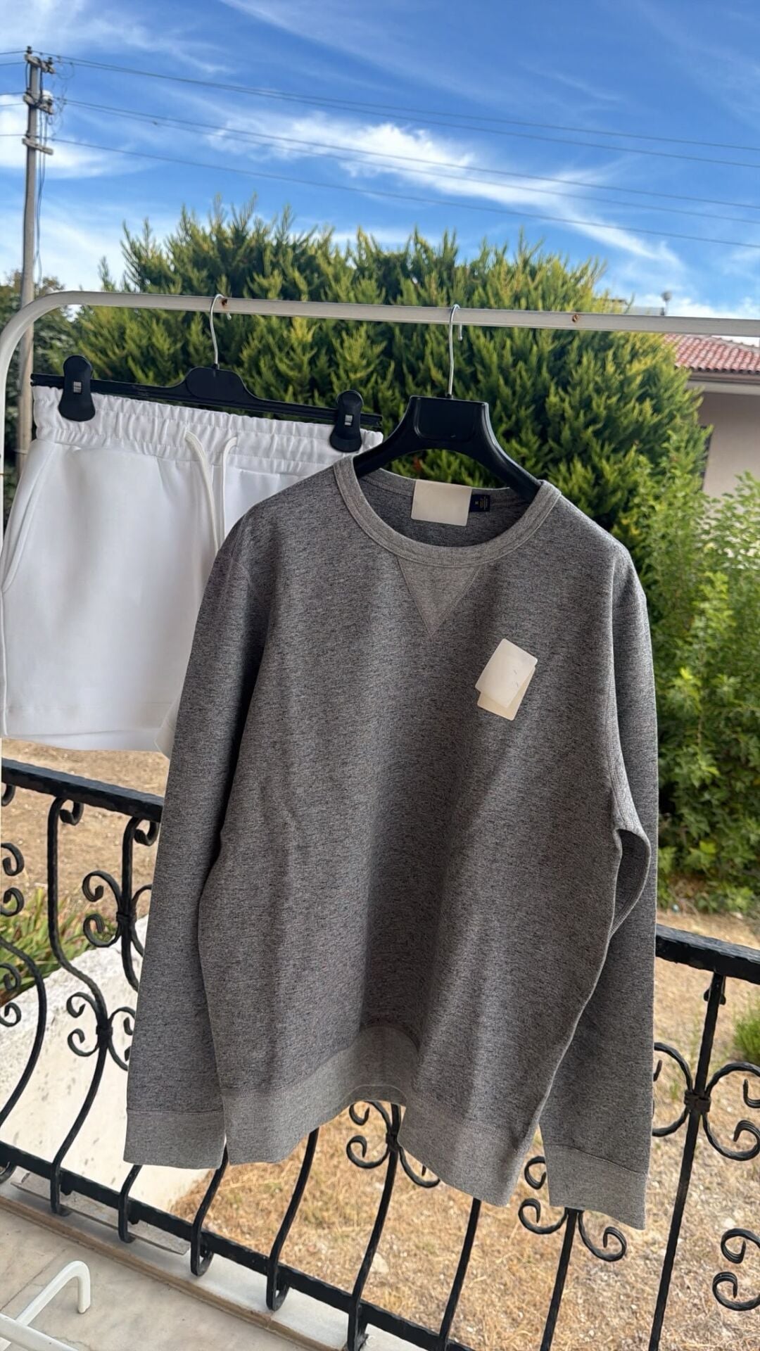 R bisiklet yaka gri unisex sweat