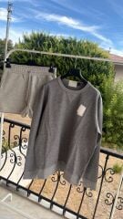 R bisiklet yaka gri unisex sweat