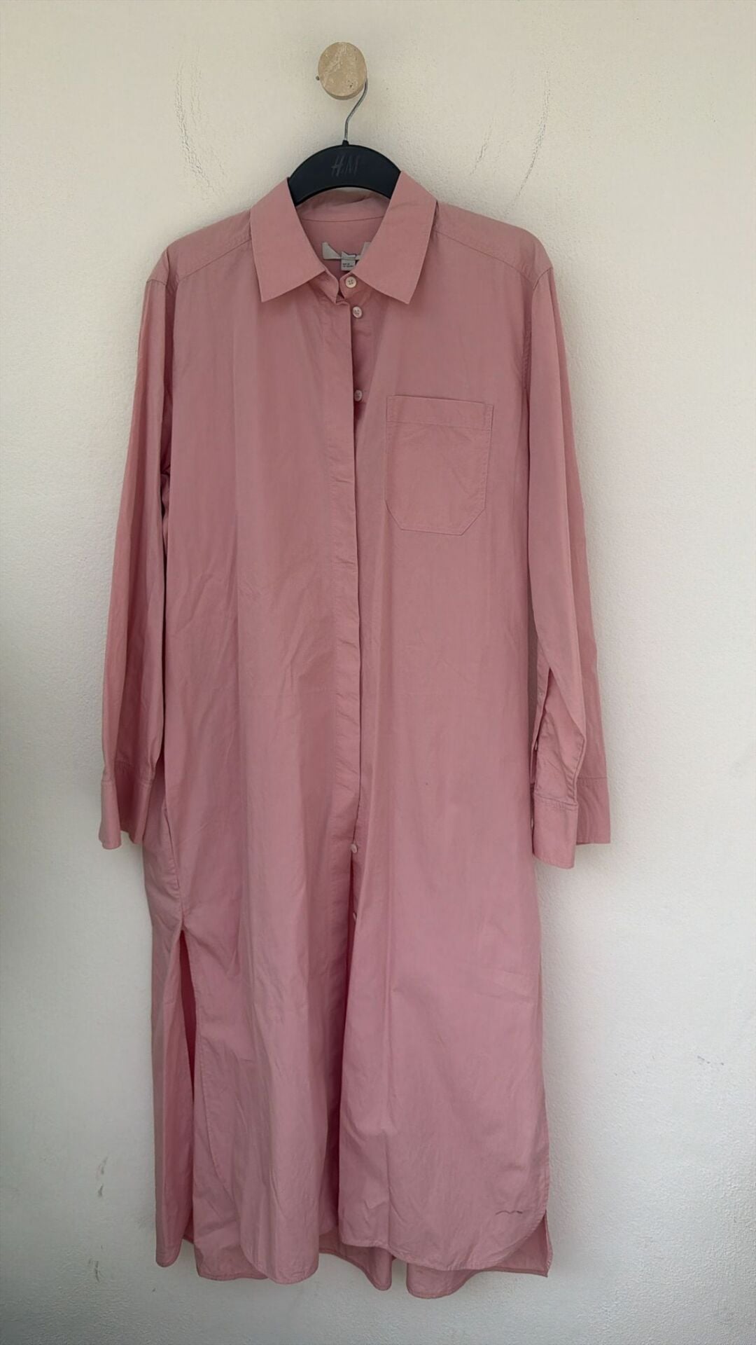 Cos uzun pembe gömlek elbise