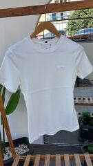 T kadın bisiklet yaka krem tshirt