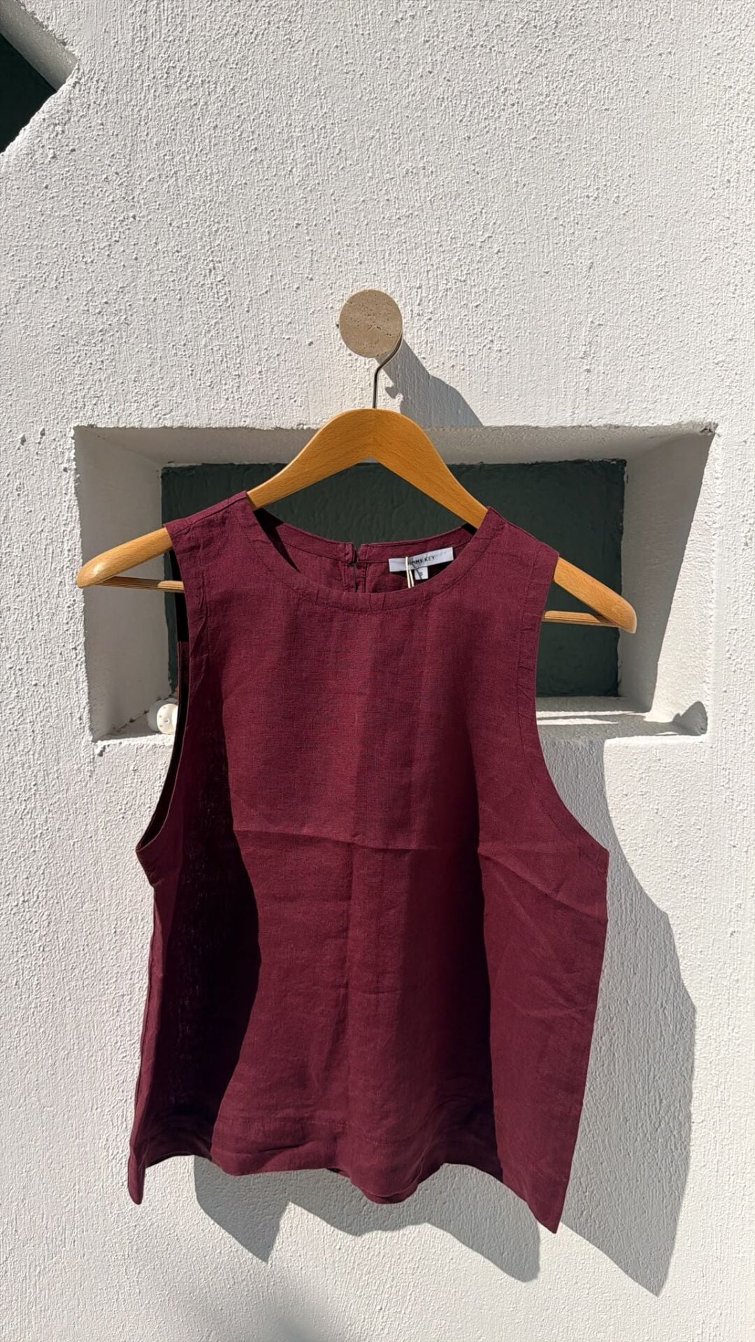 Bordo keten kadın bluz