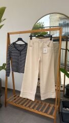 Second female krem pantolon beli ipli