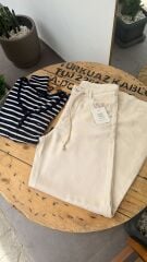 Second female krem pantolon beli ipli