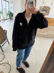 Siyah fermuarlı sweat unisex