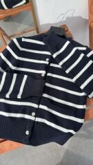 Çizgili Triko Lacivert- Beyaz