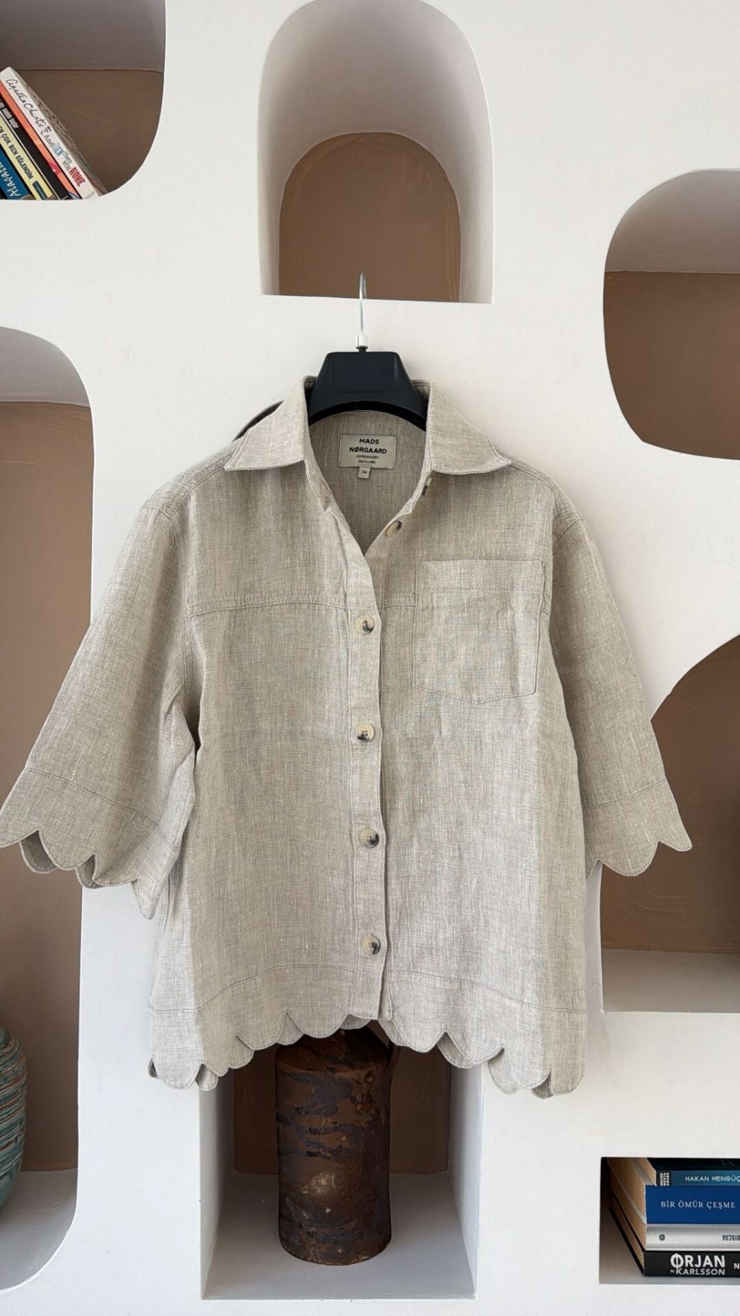 Mads Dilimli naturel keten gömlek