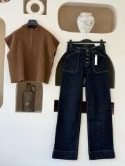 Önden dügmeli duble paça jean