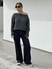 Önden dügmeli duble paça jean