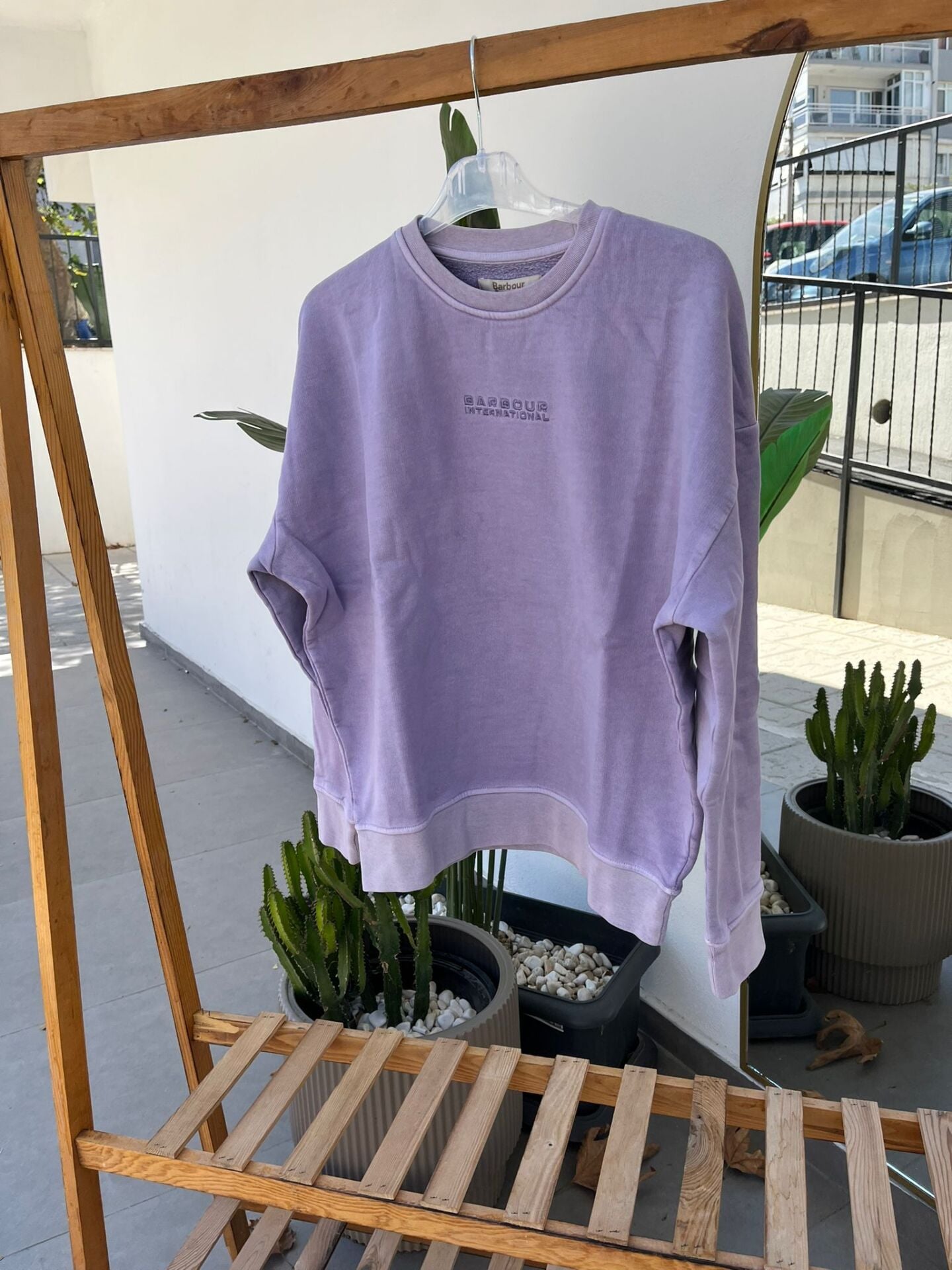 Barbour lila bisiklet yaka kadın sweat
