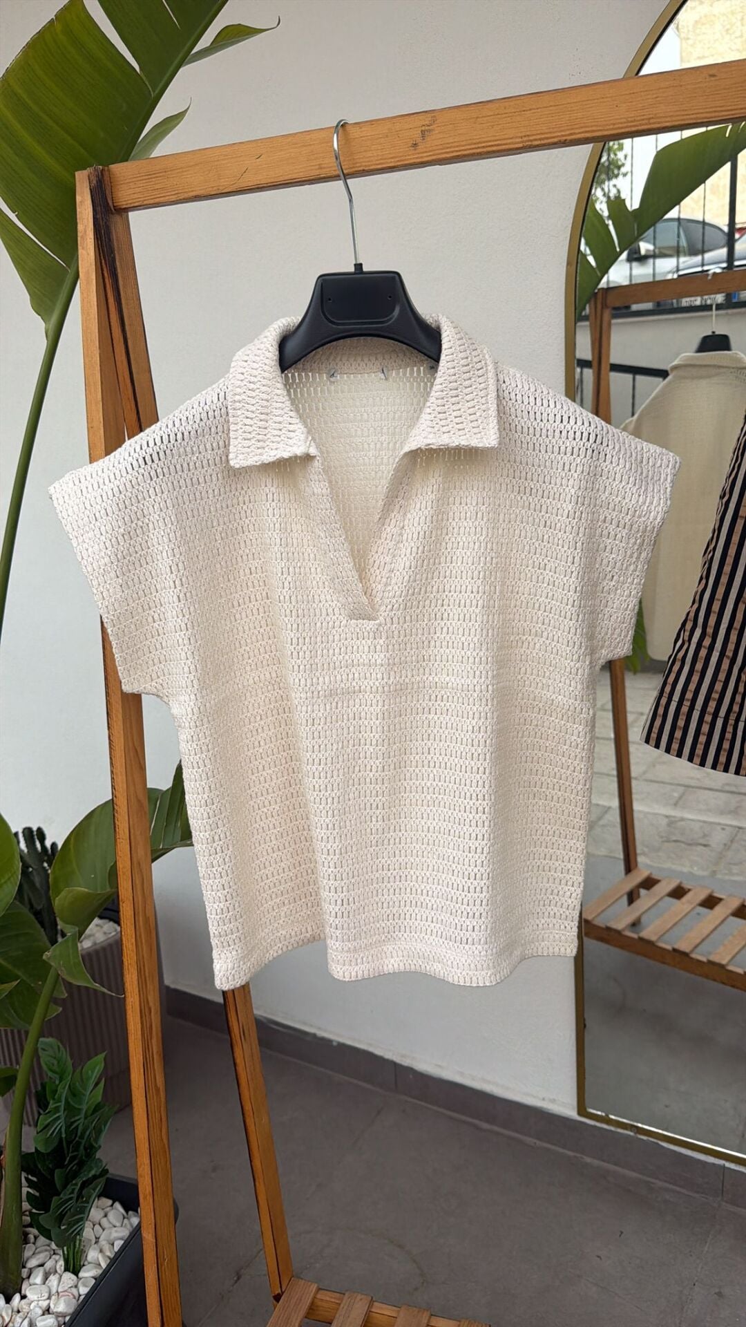 Opus örme tshirt krem kadın