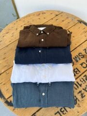 R İtalyan keten erkek gömlek custom fit