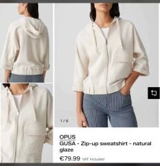 Opus krem kapuşonlu sweat