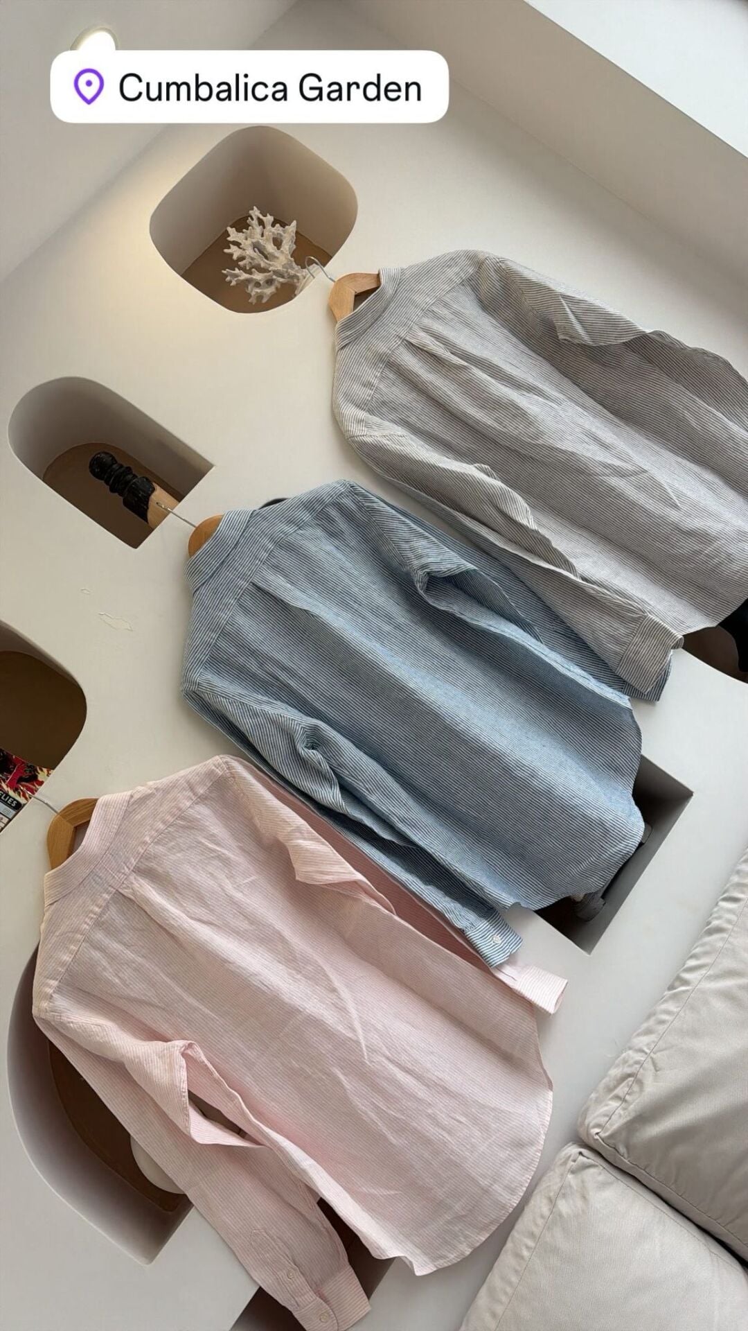 İtalyan keten çizgili erkek gömlek