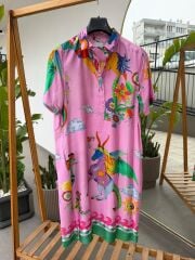 Milano uzakdoğu desenli elbise