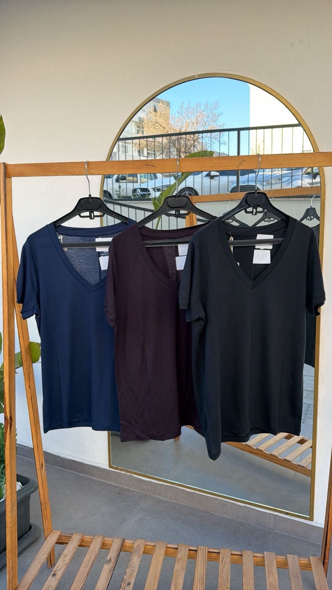 Tensel v yaka kadın tshirt