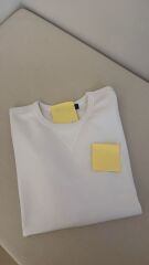 R bisiklet yaka beyaz unisex sweat