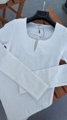 Pılh denim önü V yaka basıc