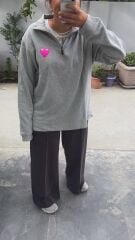 R triko unisex yarım fermuar sweatshirt