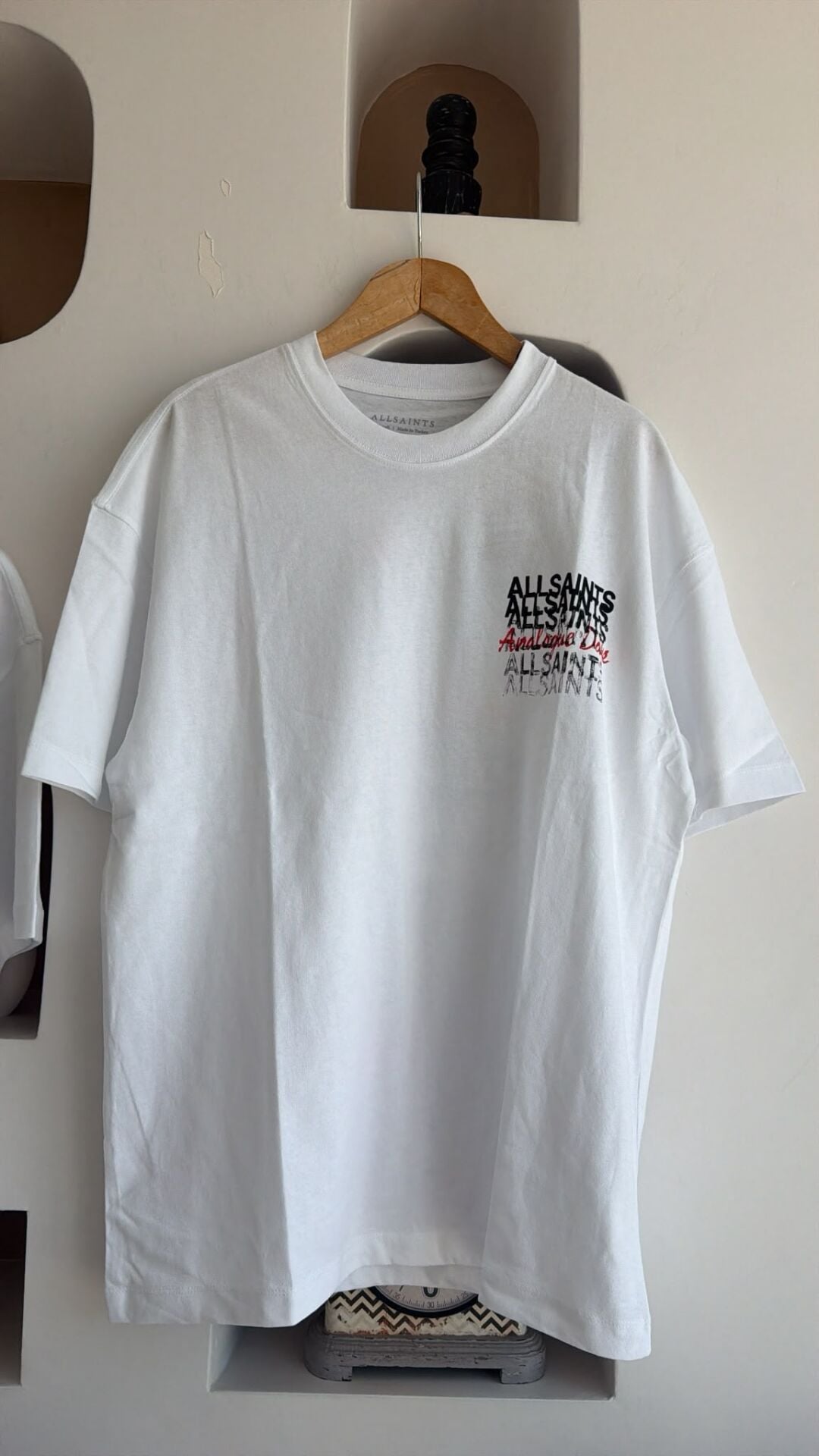 allsaint yazılı beyaz oversize tshirt