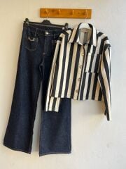 Çizgili gömlek ceket