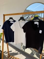 V yaka kadın tshirt