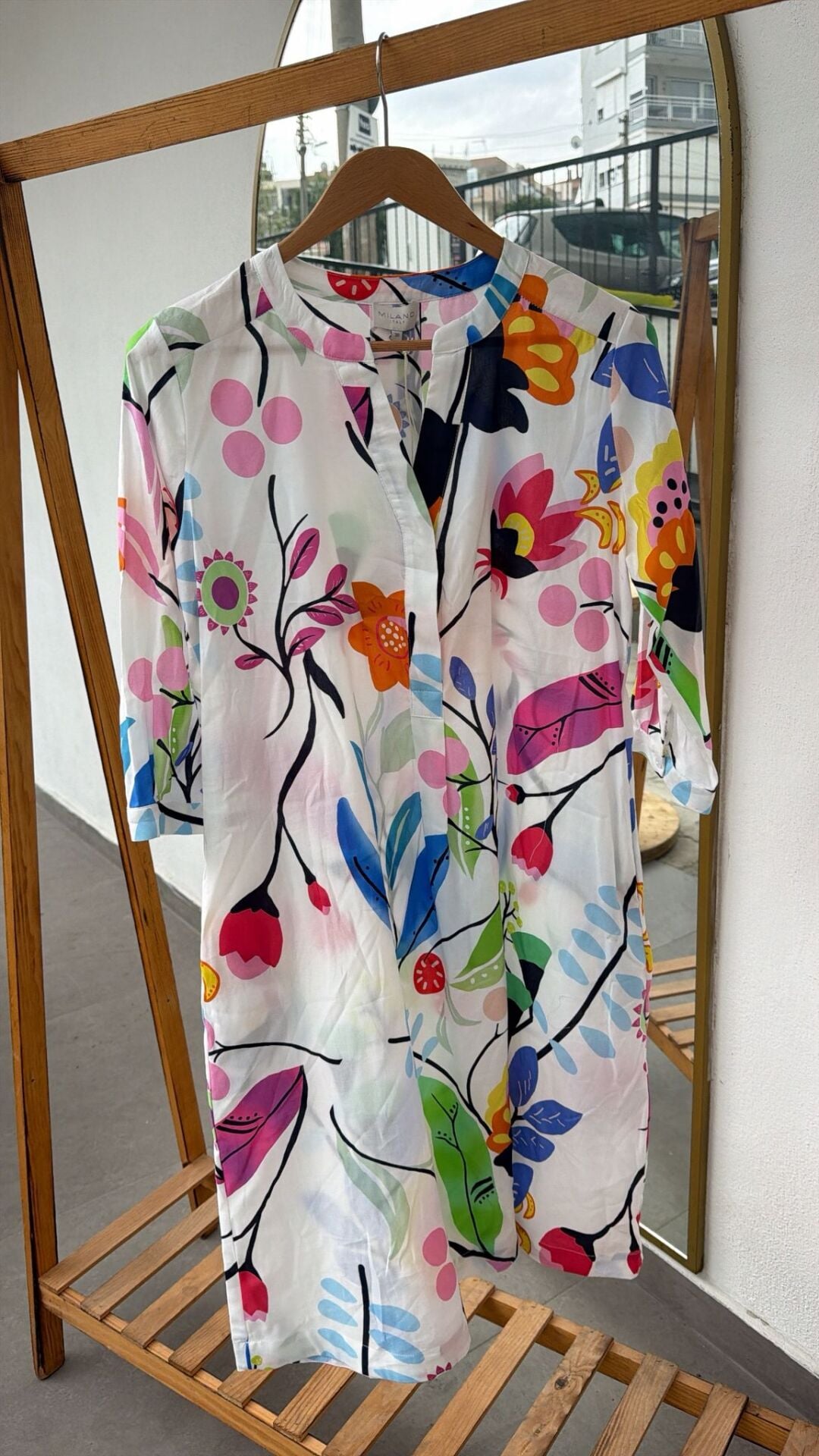 Milano beyaz çiçekli elbise