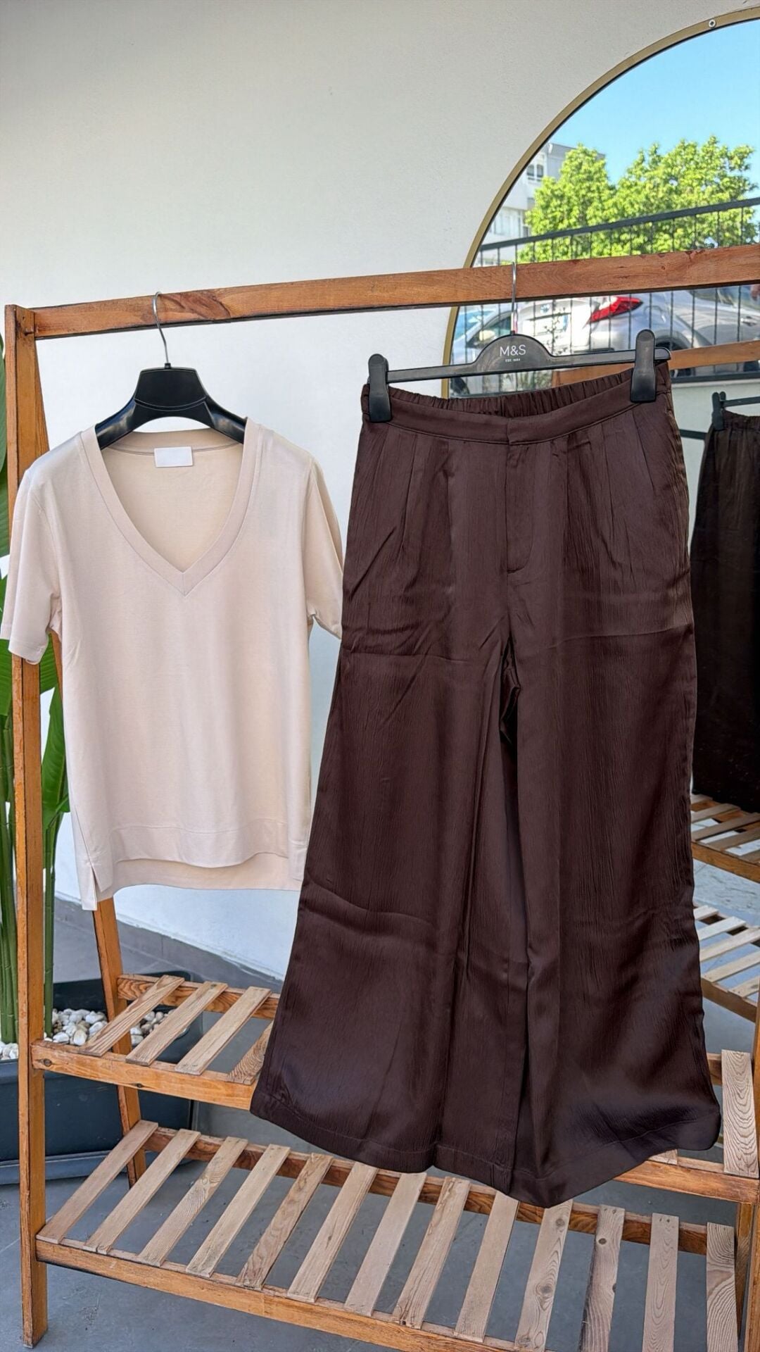 oxxo kahverengi saten pantolon