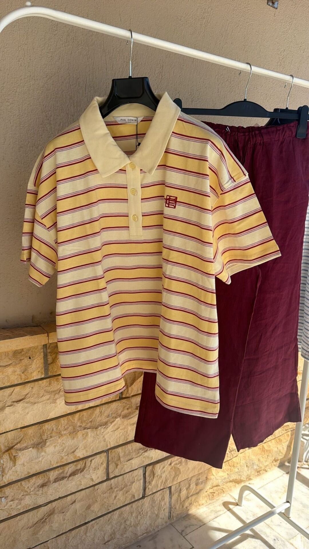 Phil denim sarı çizgili kadın tshirt