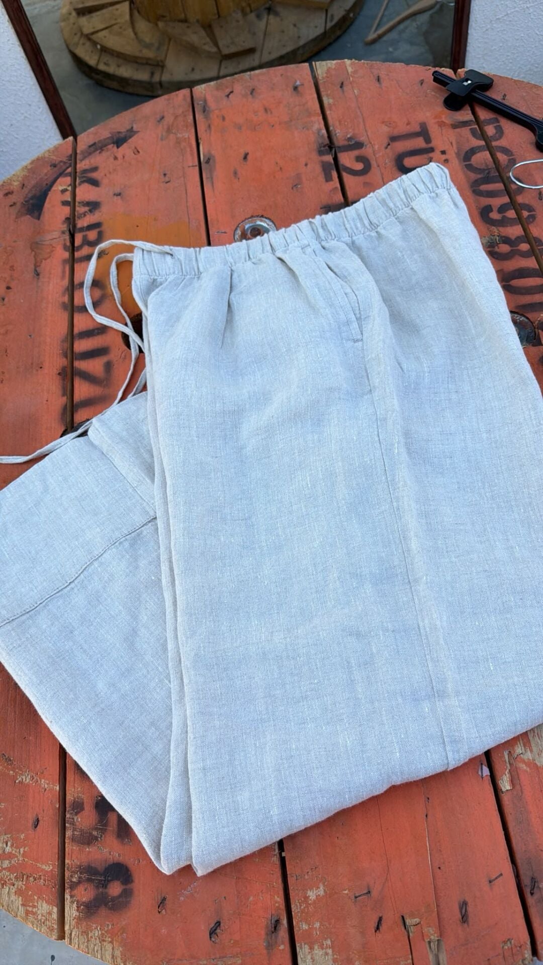 Masion leopard duble paça naturel keten kadın pantolon