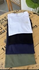 Bambu dokulu renkli logolu erkek basic tshirt