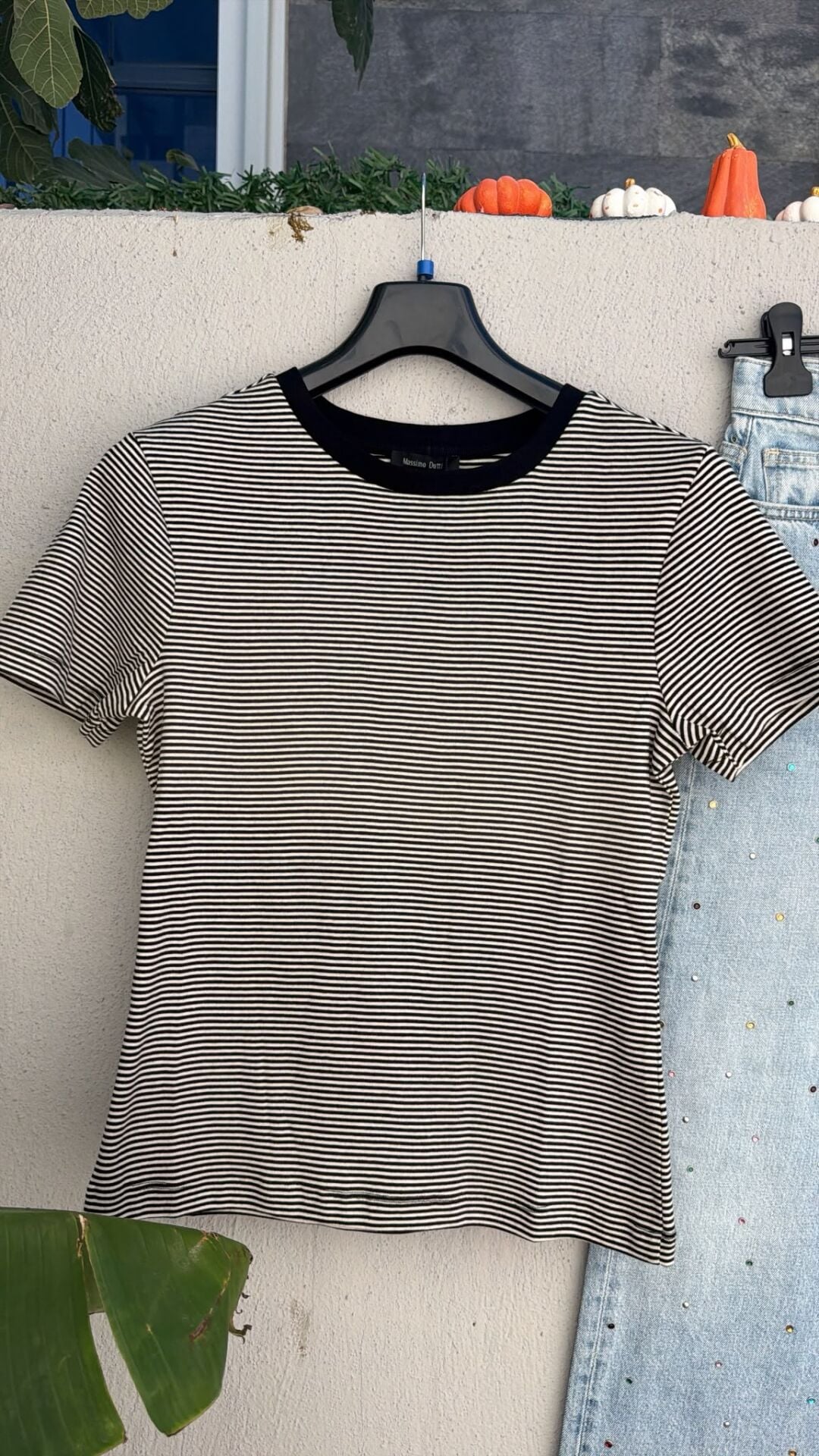 massimo çizgili kadın tshirt