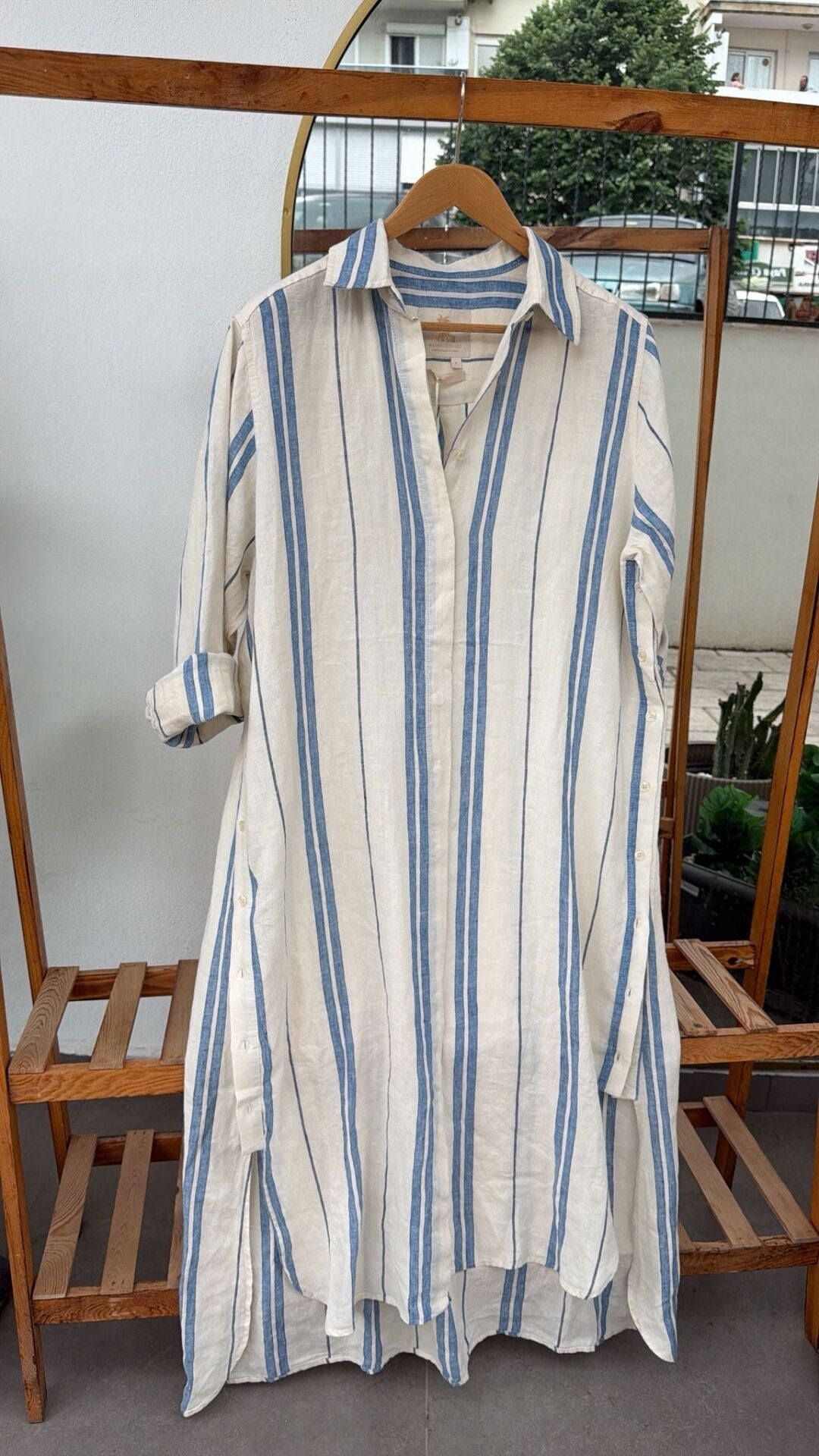 Maison leopard mavi çizgili elbise