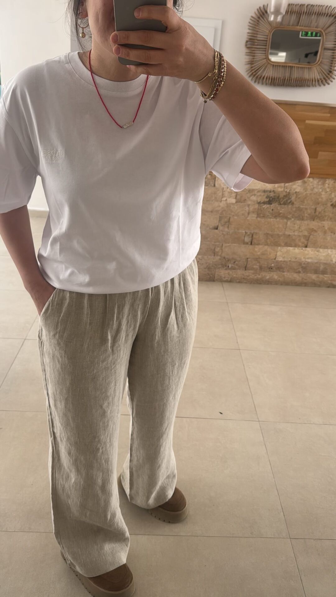 Natürel keten clasic model pantolon