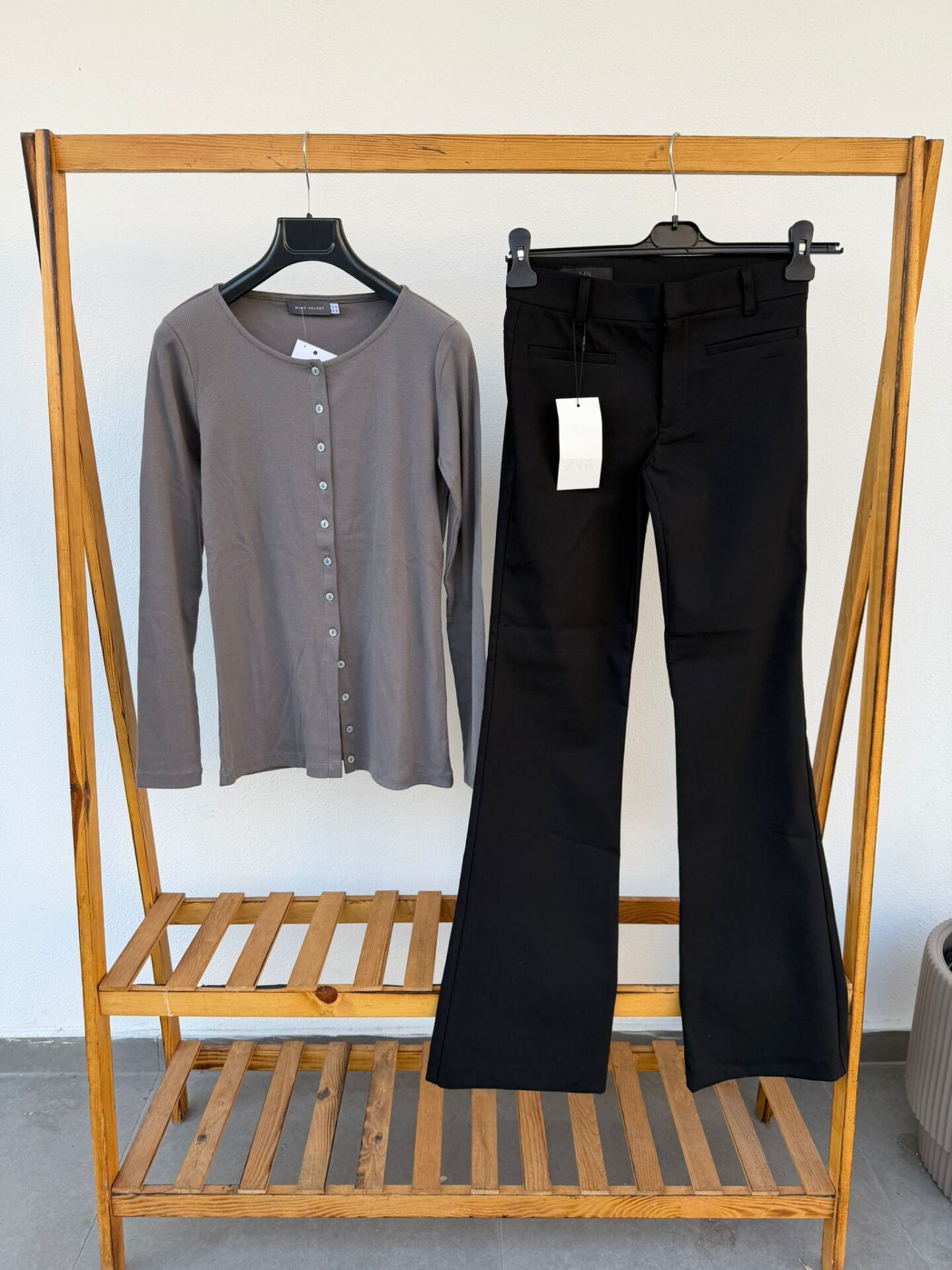 zara ispanyol paça kumaş siyah pantolon