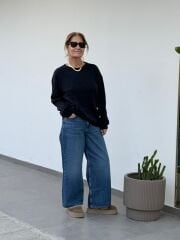 More & more lacivert saç örgülü triko