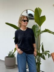 More& more lacivert kısa kol yumoş triko