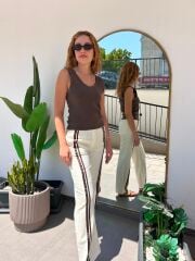 Rag bone şeritli krem jean