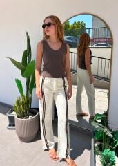 Rag bone şeritli krem jean
