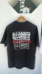 allsaint eskitme renk yazılı oversize unisex tshirt